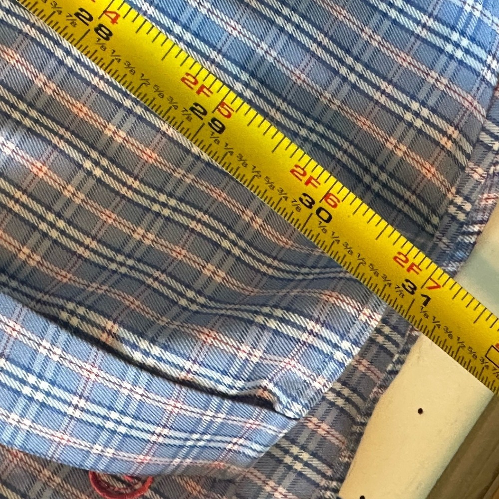 Twillory Safe Cotton Men's 17.5 34/35 Tailored Fit Blue Plaid Button Down  NWOT - Picture 7 of 10